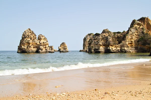 stock image Rocks and ocean near Lagos in Portugal