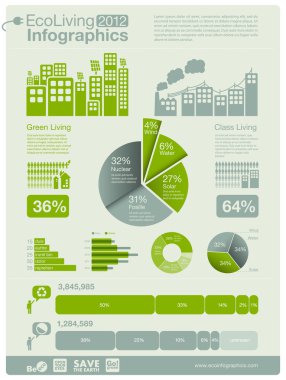 Ecology info graphics collection - ENERGY industry - charts, symbols, graphic elements clipart