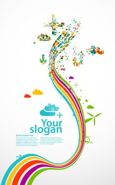 Ecology concept - vertical vector background clipart