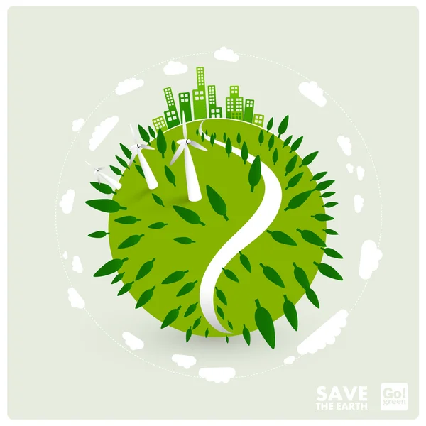 Abstracte groene wereld illustratie - ecologie — Stockvector