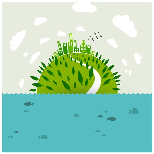 Contexte écologique - le globe nage dans l'océan — Image vectorielle