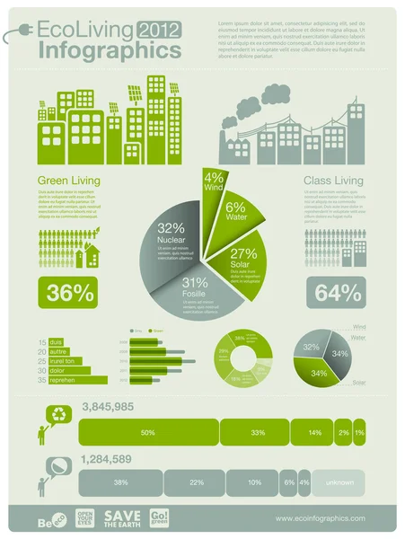 Ecologie info graphics collectie - energie-industrie - grafieken, symbolen, grafische elementen — Stockvector
