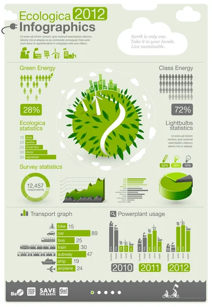 Ecologie info graphics collectie - energie-industrie - grafieken, symbolen, grafische elementen — Stockvector