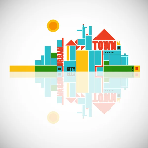 Abstract town - geometric compositon — Stock Vector