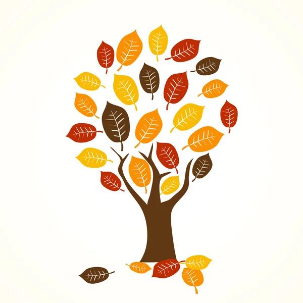 Árvore de outono - ilustração vetorial sazonal — Vetor de Stock