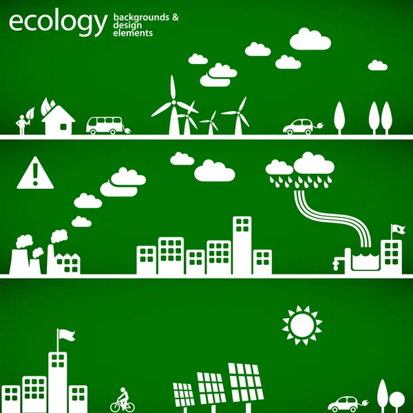 Concept de développement durable - arrière-plans et éléments écologiques — Image vectorielle