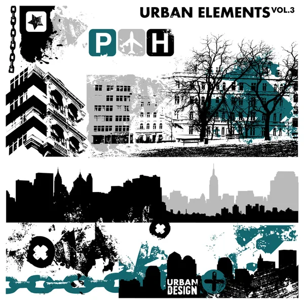 Urban design elements — Stock Vector