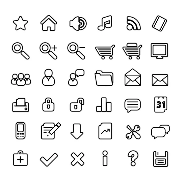 Simple black and white web icons — Stock Vector
