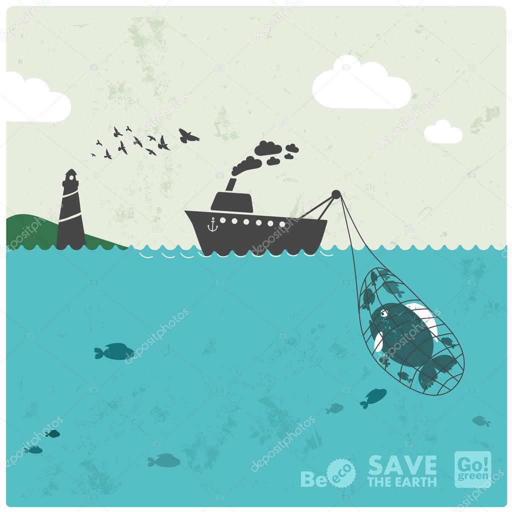 Fishing industry background - eco balance 