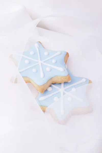 Christmas cookies blauwe sterren — Stockfoto