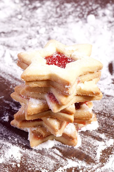 Biscuits à la confiture étoile de Noël Images De Stock Libres De Droits