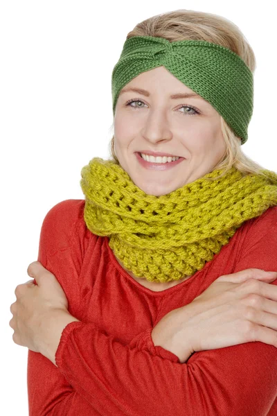 Donna con sciarpa di lana — Foto Stock