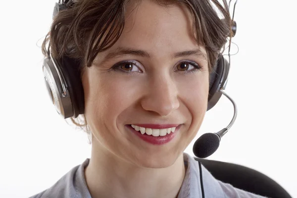 Woman with headset — Stock Photo, Image