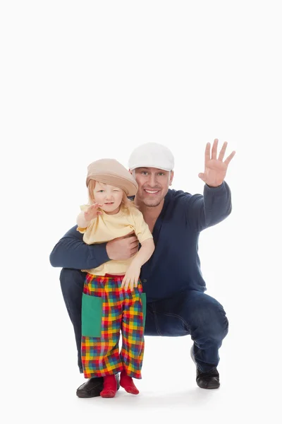 Padre e hijo saludando —  Fotos de Stock