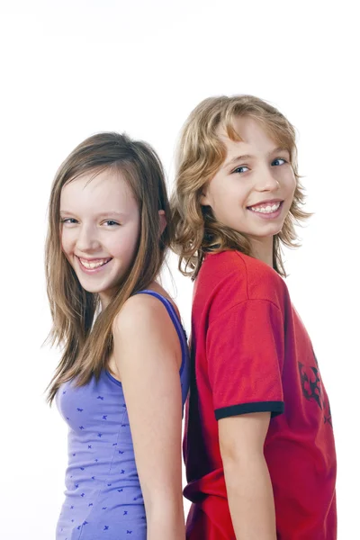 Junge und Mädchen stehend — Stockfoto