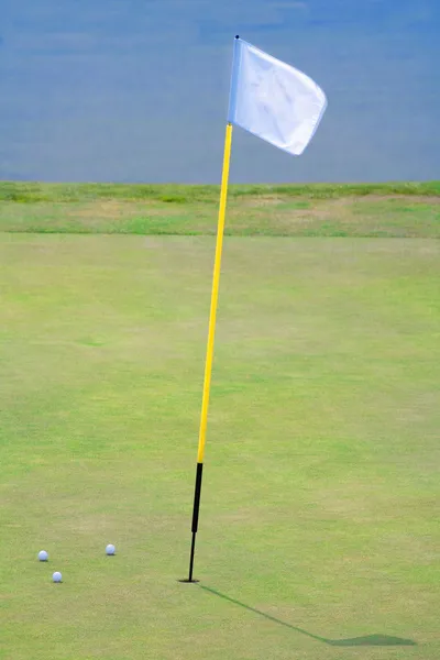 Отвір для гольфу з прапором — стокове фото