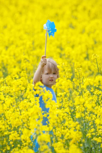 Chlapec s větrník — Stock fotografie