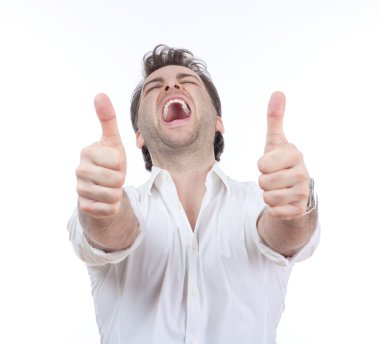 Man showing both thumbs up clipart