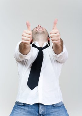 Man showing both thumbs up clipart