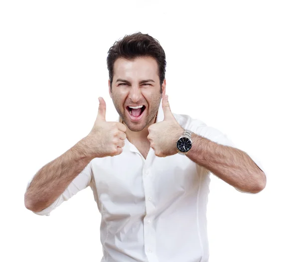 Man showing both thumbs up — Stock Photo, Image