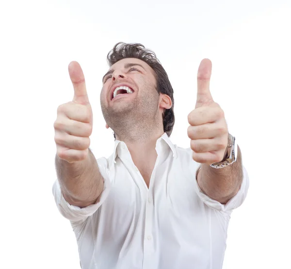 Man showing both thumbs up — Stock Photo, Image
