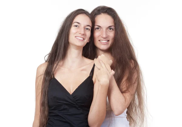 Gülümseyen iki kız kardeş — Stok fotoğraf