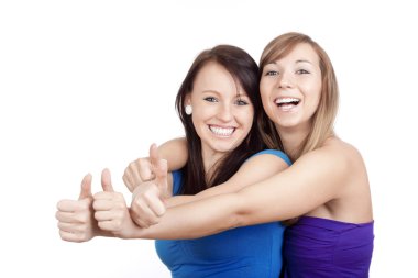 Girls showing thumbs uo clipart