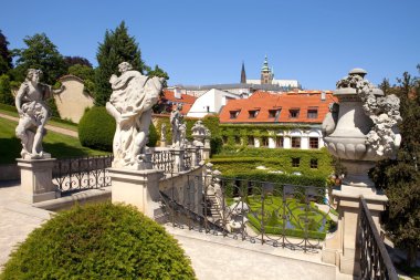 Prague - vrtba garden and hradcany castle clipart