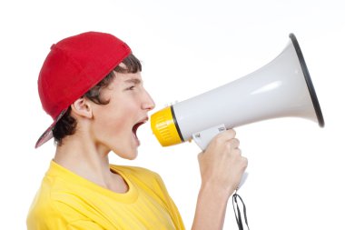 Boy with megaphone clipart