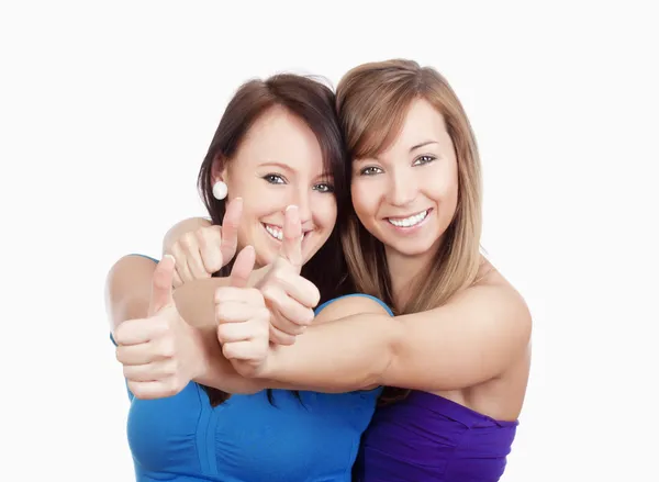 Meninas mostrando polegares uo — Fotografia de Stock