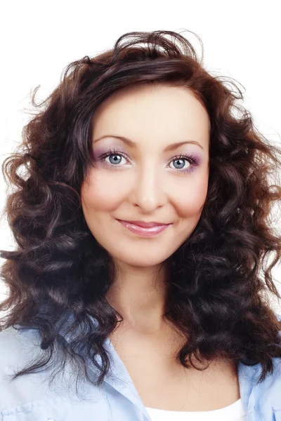 Portrét dívky s kudrnatými vlasy — Stock fotografie