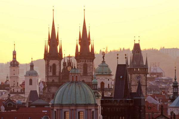 Czech republic, prague - spires of the old town and tyn church