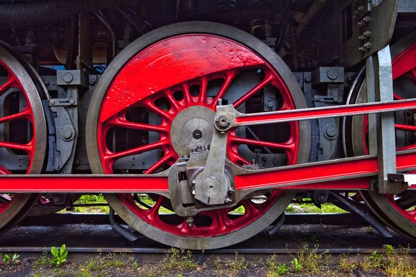 Koła lokomotywy parowej — Zdjęcie stockowe