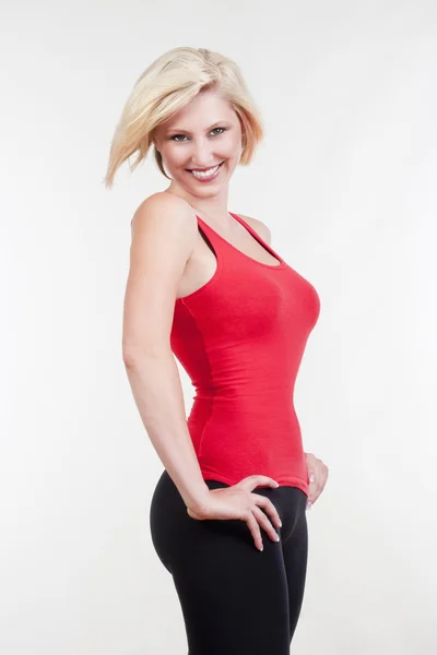 Woman in red top — Stock Photo, Image