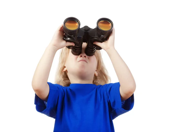Boy holding binoculars — Stock Photo, Image