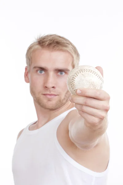 남자는 야구를 들고 — 스톡 사진