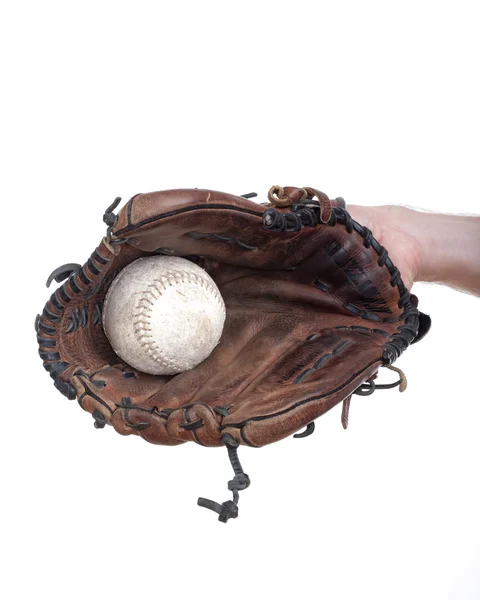 Beysbol eldiveni ve topu — Stok fotoğraf