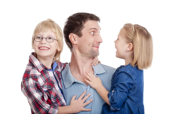 Far och hans två barn — Stockfoto