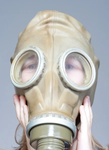 stock image Boy with gas mask