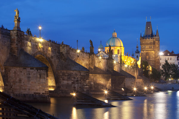 Charles bridge and spires of the old town