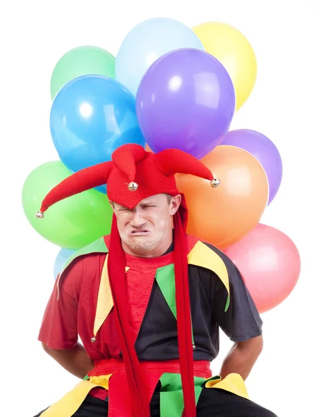 Jester med ballonger — Stockfoto