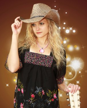 Cowgirl Tipping Her Hat clipart