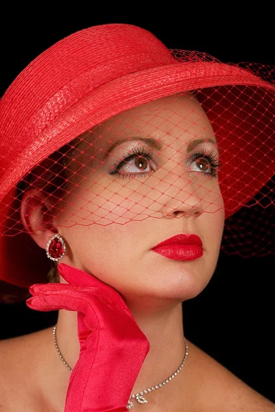 Retro Lady in Red — Stock Photo, Image