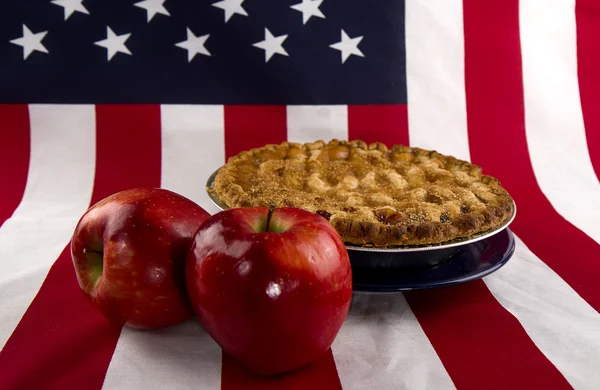 Bandiera patriottica / Primo piano torta di mele — Foto Stock