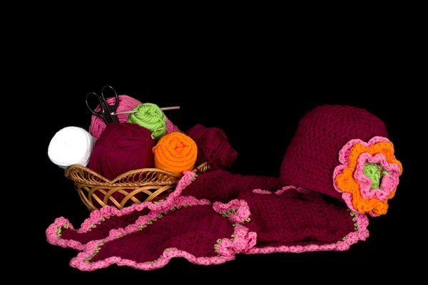 Croched şapka ve atkı — Stok fotoğraf
