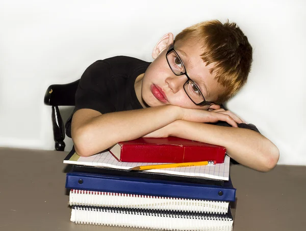 Tired Young Boy at School — Stock Photo, Image
