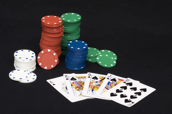 ロイヤル ストレート フラッシュ - ポーカーの手 — ストック写真