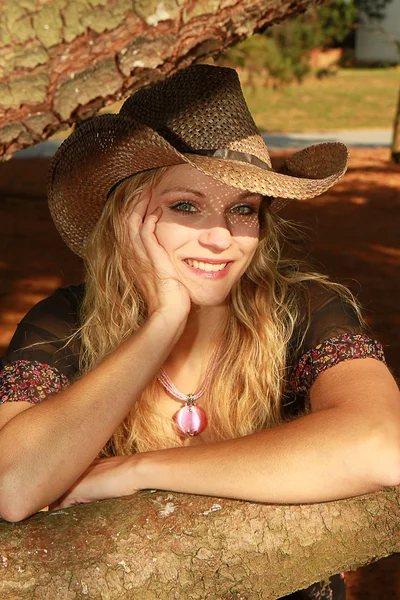 Sunlit Cowgirl — Stock Photo, Image