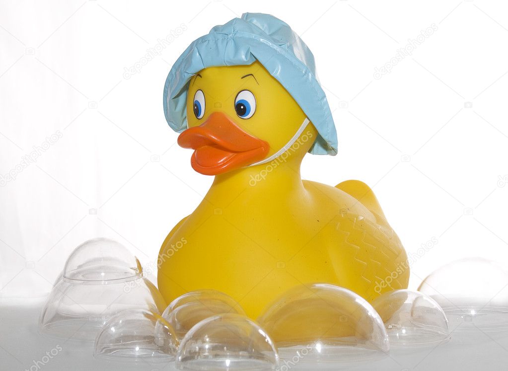 Yellow Ducky Taking a Bath