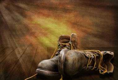 Man's Work Boots - End of the Day clipart